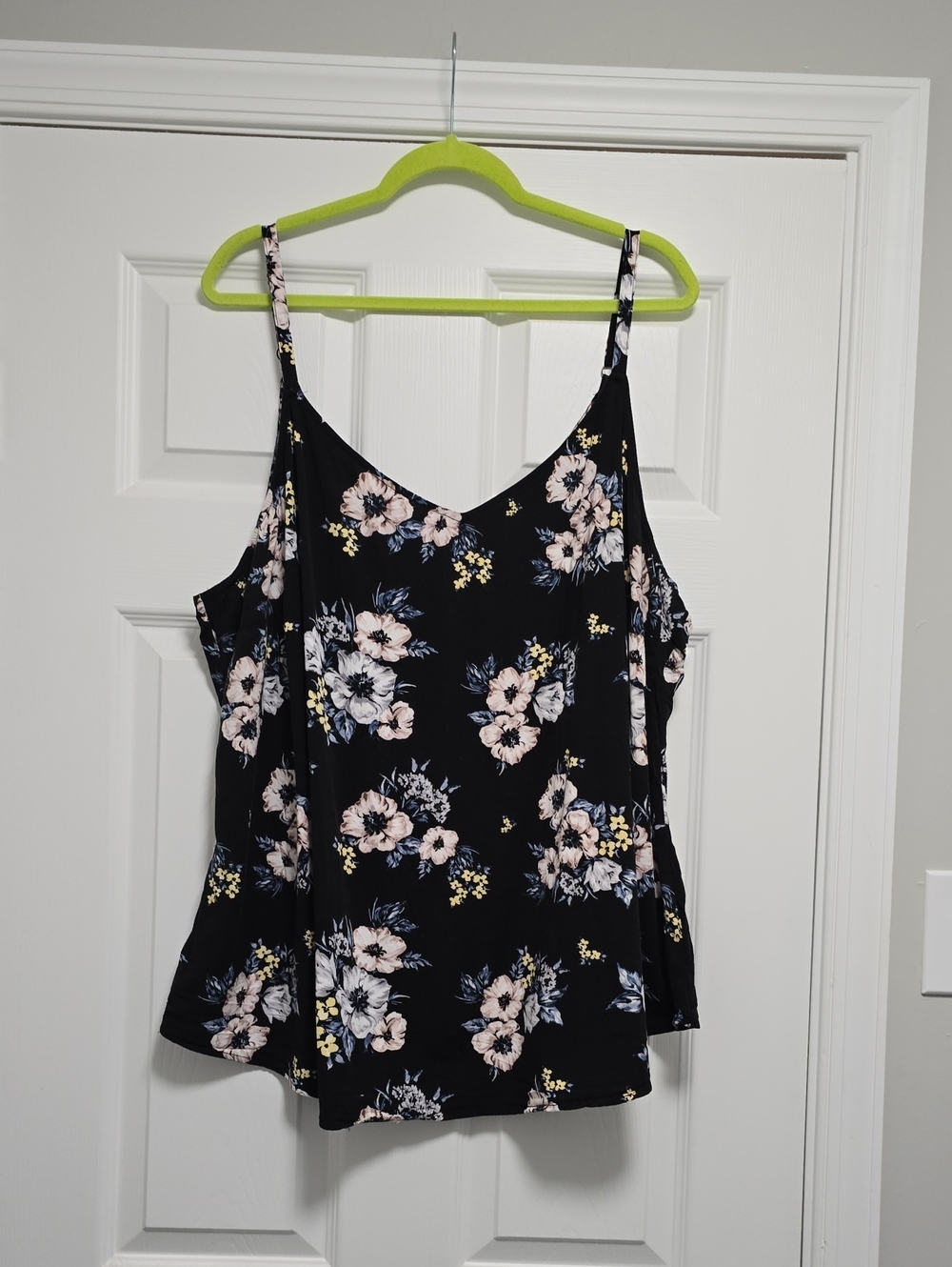 torrid Black Floral Spaghetti-Strap Cami with Soft Pink & Blue Flowers
